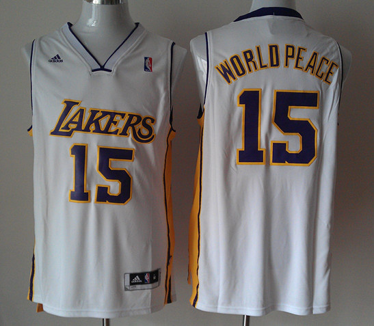  NBA Los Angeles Lakers 15 WORLD PEACE New Revolution 30 Swingman White Jersey